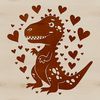 T Rex with Heartfelt Details A prehistoric T Rex dinosaur with love hearts surrounding its head.