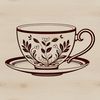 Free SVG Teacup Clip Art for Crafting A simple ceramic teacup with a handle and saucer on a white background.