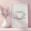 A delicate floral teacup illustration A hand-drawn illustration of a teacup with floral patterns.