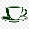 Hand-painted ceramic cup design A ceramic teacup with delicate handle and saucer.
