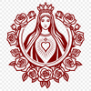 SVG Icon Immaculate Heart Symbol A stylized illustration of the Immaculate Heart with floral elements.