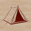 A vector graphic representation of a camping tent with clean lines and minimalist design.