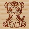 Adorable Sitting Tiger Illustration A tiger sitting on its haunches, depicted in a simple vector illustration style.