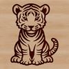 Cute Tiger Sitting Silhouette A simple line drawing of a tiger sitting, created as a vector art design.