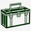 Toolbox Essentials in Vector Format SVG illustration of a toolbox with various tools and hardware inside.