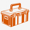 An SVG representation of a workshop storage container filled with diverse hand tools.