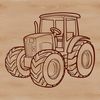 A simple illustration of a farm tractor in a clean vector design format.