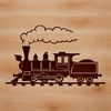 A detailed illustration of a train with multiple cars, ideal for use in graphic design projects.