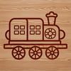 Train Illustration in Simple Shapes A simple line drawing of a train vehicle with bold lines and clean shapes.