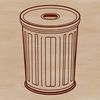 A simple, illustrated trash can with a lid, suitable for vector art design.