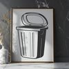 Empty Metal Trash Bin Clip Art An empty metal trash can with a lid in a neutral background.