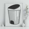 Cute Bin Design SVG File A simple illustration of a standard trash can with a lid, suitable for various design purposes.