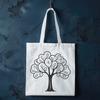 Whimsical Tree Silhouette A stylized illustration of a tree made up of simple lines and shapes.