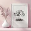 Beautiful Tree Design Vector Art A stylized illustration of a single tree with a large trunk and branches.