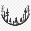 A detailed illustration of a forest landscape with various trees and foliage, suitable for vector graphic design.