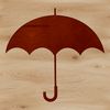 A minimalist illustration of a person holding a colorful umbrella on a rainy day.