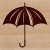 A free-standing illustration of an open umbrella with a sturdy handle and colorful canopy.