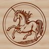 A mythical creature with a horse body and a horn on its forehead, suitable for vector design.