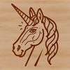 A stylized illustration of a mythical unicorn's head, suitable for vector graphics.