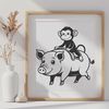 Unique Animal Design - Monkey Pig Vector Graphic A monkey and pig combined in a single animal design made as a vector graphic.