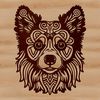 Herding Breed Icon An ornate design featuring the distinctive markings of an Australian Shepherd breed.
