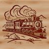A detailed illustration of a train, suitable for digital cutting machines like Cricut or laser cutters.