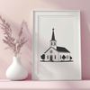 Traditional Baptist Church SVG Illustration A simple illustration of a Baptist church with a traditional design.