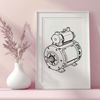 Technical Motor Design Vector A detailed illustration of an electric motor, suitable for use in technical documents or presentations.