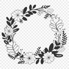 A floral wreath design made with vector lines and shapes, suitable for digital cutting machines like Cricut.