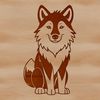 Wild Woodland Wolf Illustration A digital illustration of a wolf sitting in a natural environment, suitable for vector art designs.
