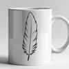 A single white feather with a delicate texture and subtle curvature.