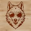 A digital illustration of a wolf's head, suitable for vector art projects.
