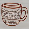 A standard-sized ceramic cup with a rounded body and a handle on one side.