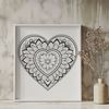 Geometric Love Icon Vector illustration of a stylized love heart surrounded by mandala-inspired geometric motifs.