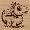 A colorful digital drawing of a small dinosaur from the ancient past.
