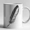 Vector Feather Design Template A detailed illustration of a feather, suitable for digital design and printing.