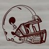 American football helmet with laces and face mask on a grid pattern background.