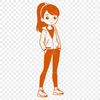 Young Girl Vector Outline A young girl silhouette in vector format, ideal for digital designs.