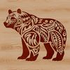 An ornate illustration of a standing bear, suitable for crafting and design projects.