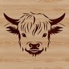 Distinctive Horned Farm Animal Icon Highland cow with distinctive horns and shaggy coat