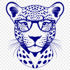 A stylized vector illustration of a jaguar wearing glasses, suitable for various design applications.