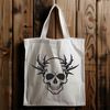 Intricate Gothic Skull Design A detailed illustration of a Gothic-style skull with intricate designs and ornamentation.