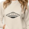 Vector Graphic Illustration of a Spaceship A futuristic spacecraft in orbit around the Earth, designed as a vector graphic illustration.