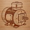 A detailed illustration of a motor with moving parts, suitable for digital designs and cutting templates.