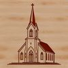Protestant Church Vector Graphic Design A vector graphic representation of a classic Protestant house of worship with architectural details.