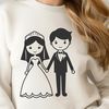 Bride and Groom SVG Clip Art A wedding illustration featuring a bride and groom in a romantic setting, suitable for personal or commercial use.