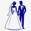 Bride and Groom Vow Exchange Illustration A vector illustration of a bride and groom exchanging vows in a romantic outdoor setting.