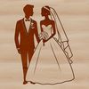 Elegant Wedding SVG Design A bride and groom standing together in a celebratory pose, surrounded by floral arrangements.