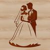 Lovely Wedding Scene Design Illustrated wedding scene with bride and groom, vector design for craft projects.