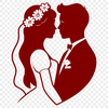 Digital Wedding Artwork Download A digital illustration of a wedding scene featuring the bride and groom.